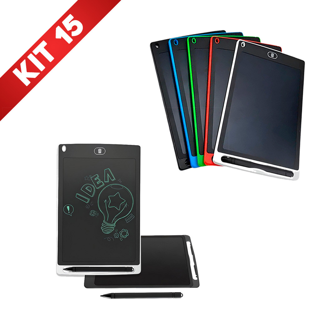 Kit 15 Lousa Mágica Infantil Tablet Digital Tela Lcd Escrever Desenhar 10 Polegada Menina Menino