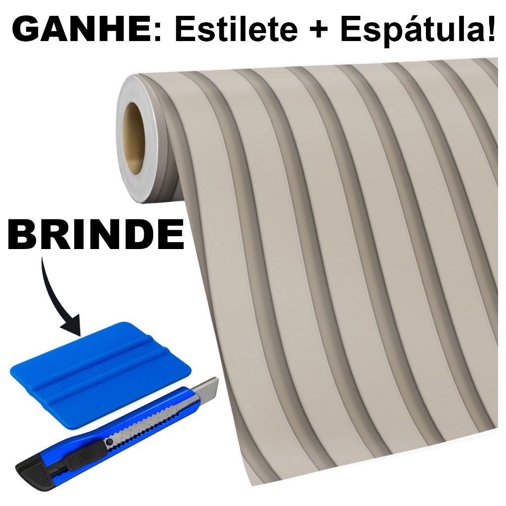 Papel de Parede Adesivo Painel Supremo Ripado Bege Ripas 3D Lavável 5 Metros para Sala