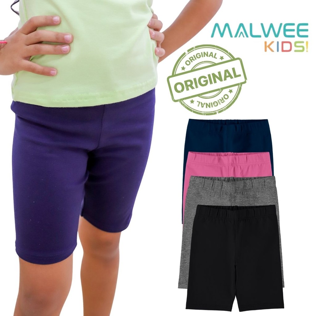 BERMUDA INFANTIL MALWEE MENINA SHORT CICLISTA  BÁSICA UNIFORME em Oferta na Shopee
