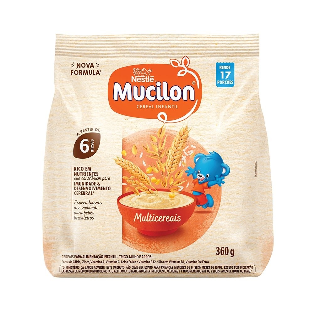 Cereal Infantil Mucilon de Cereais 360g - Embalagem com 9 Unidades em Oferta na Shopee