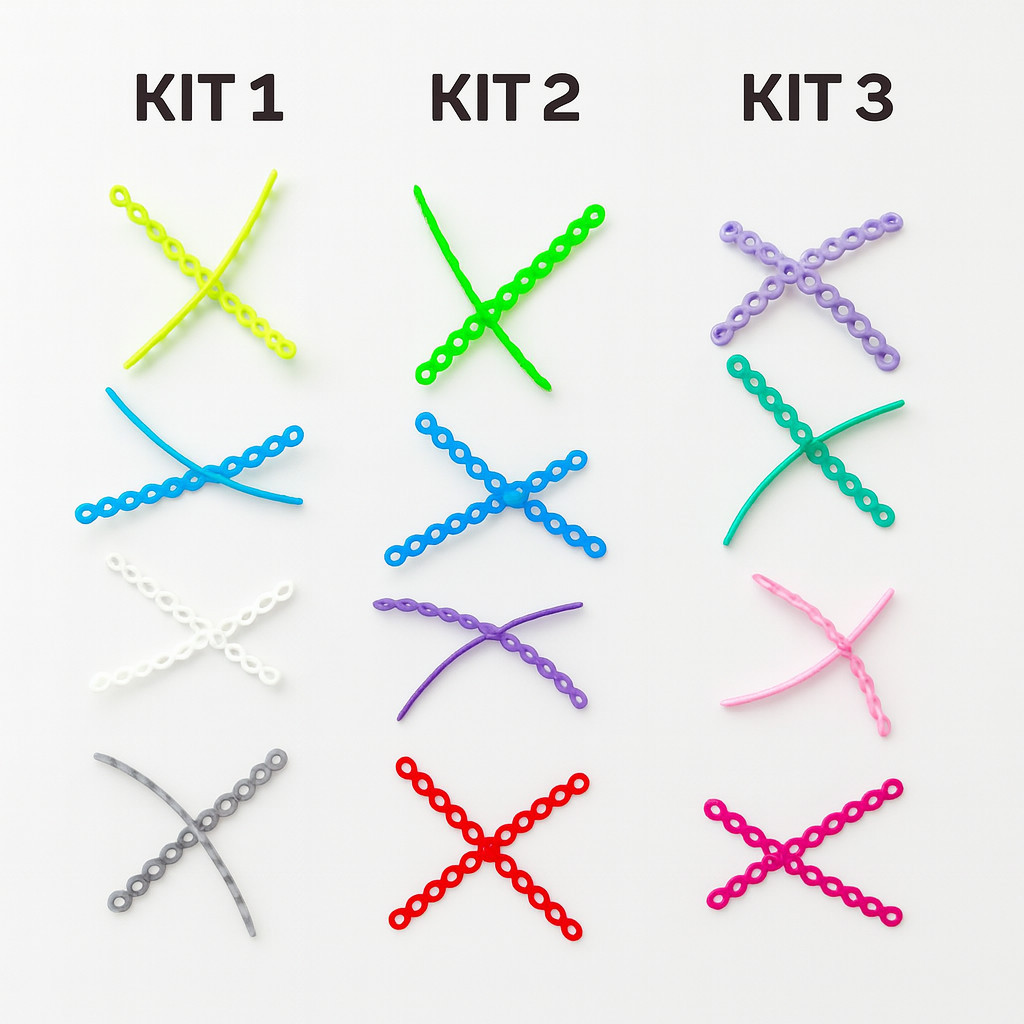 Kit Aparelho Ortodôntico 5 Pares Liguinha Lindas Trançadas 10 pedaços com 12 furos cada em Oferta na Shopee