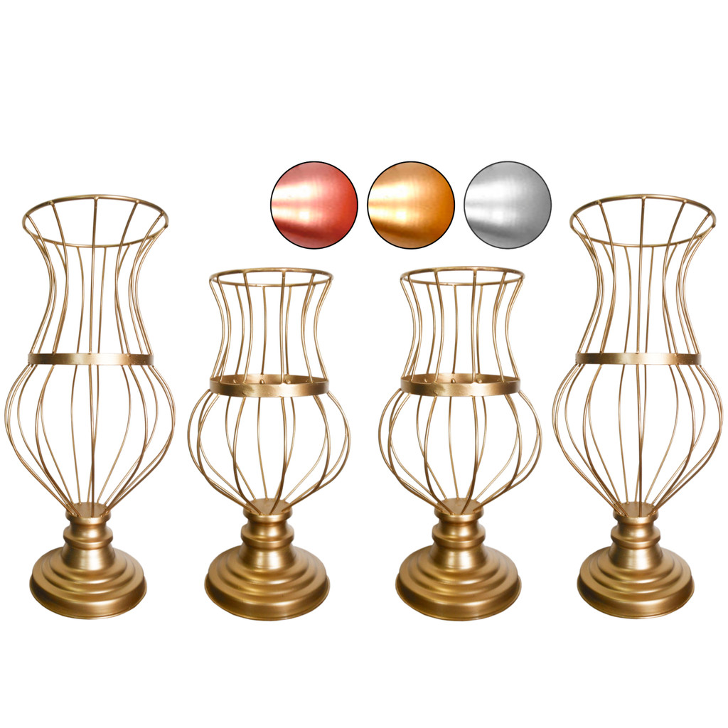 4 Vaso Dourado Jarros Armação Conde Grécia 45cm E 35cm Para Pedrarias Decoração de Festa