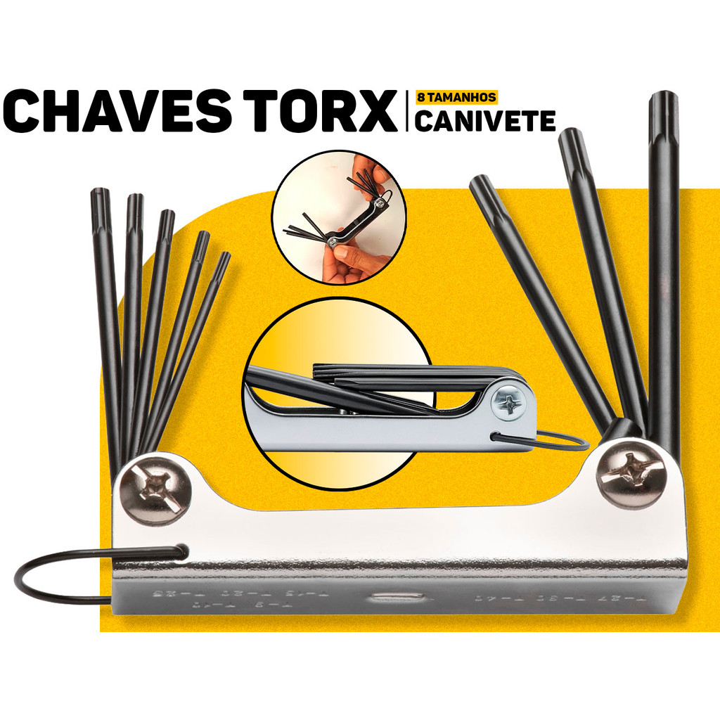 Chave Torx Tipo Canivete Jogo 8 Peças Eda T9 A T40 Ferramentas Compacto E Prático Aço Resistente Eda em Oferta na Shopee