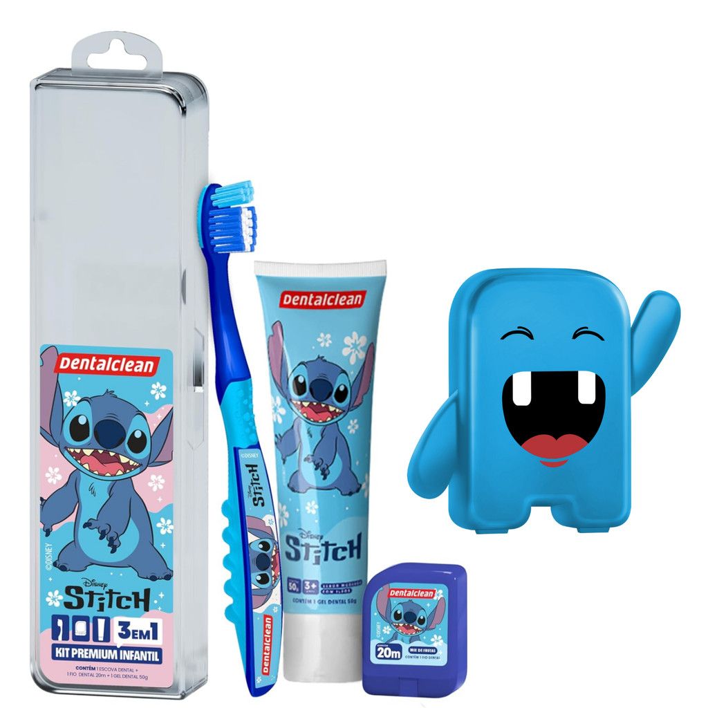 Kit Creme Dental Infantil Stitch + Porta Dentes de Leite