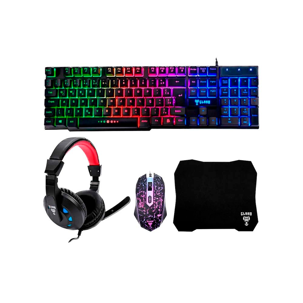 KIT GAMER 4X1 NIGHTMARE TECLADO/MOUSE/HEADSET/MOUSEPAD - CLANM - CL-CJ01