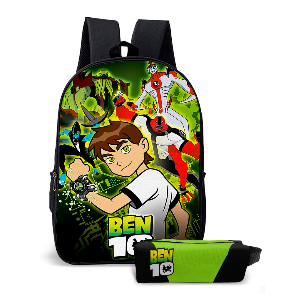 Mochila Escolar Infantil Ben Relogio 10 Alien Estampa Menino Simples Avulsa ou Kit com Estojo
