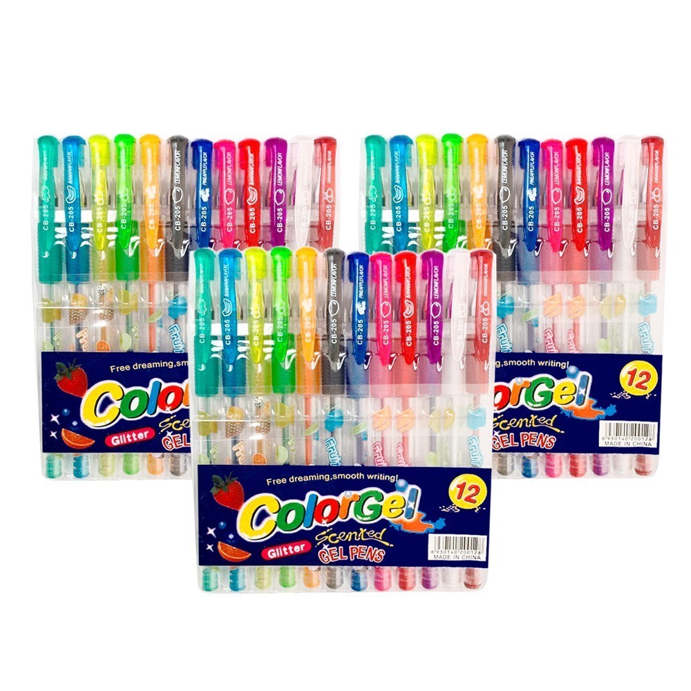 Canetinhas Glitter Gel Estojo c/6 8 12 24 unidades Glitter e Cheiro de Fruta - Colorgel em Oferta na Shopee