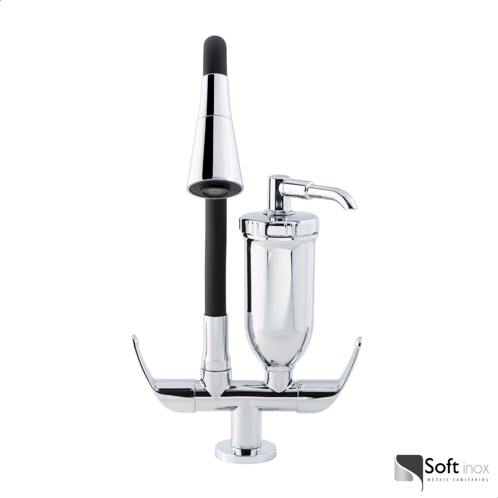 Torneira Filtro Gourmet Flexível Cozinha Bancada Preto/Cromo · foto 2