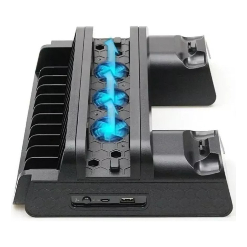 Base Para Ps4 Pro Slim Cooler Suporte Carregador 2 Controles