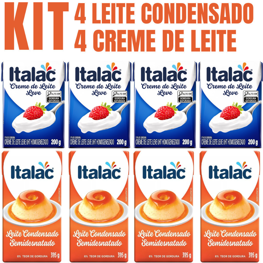 KIT 4 LEITE CONDENSADO / 4 CREME DE LEITE ITALAC