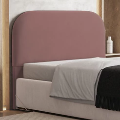 Cabeceira Cama Box Queen 160cm Orgânica Lanna W01 Suede Rosê - Lyam Decor