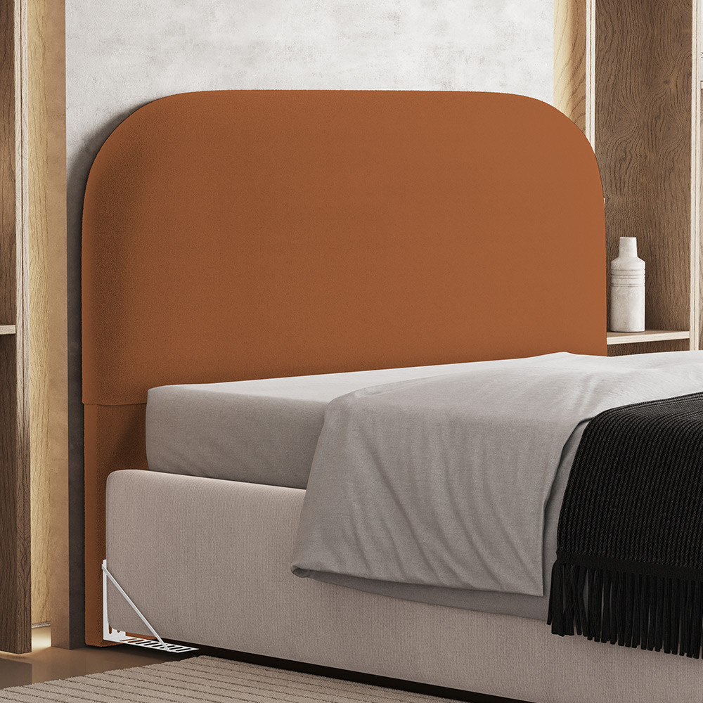 Cabeceira Cama Box Queen 160cm Orgânica Lanna W01 Bouclê Terracota - Lyam Decor em Oferta na Shopee