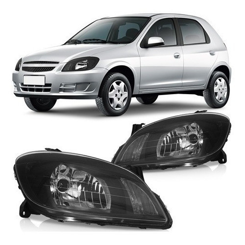 FAROL DIANTEIRO CELTA 2006 A 2011 MASCARA NEGRA ESQUERDO OU DIREITO em Oferta na Shopee