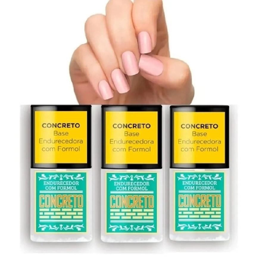 Kit 3 bases Concreto Endurecedor SOS Unhas Top Beauty