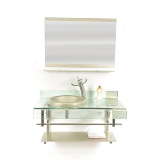 Gabinete Vidro 90cm Curvado Duplo Inox Cuba Chapéu Champanhe em Oferta na Shopee