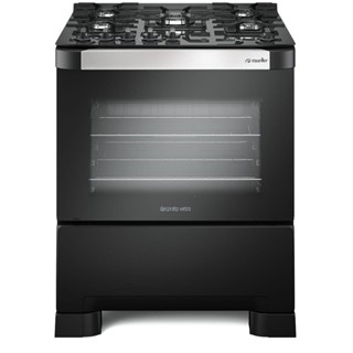 Fogão Mueller 5 bocas Decorato Vetro preto fosco com mesa de vidro e Timer digital em Oferta na Shopee