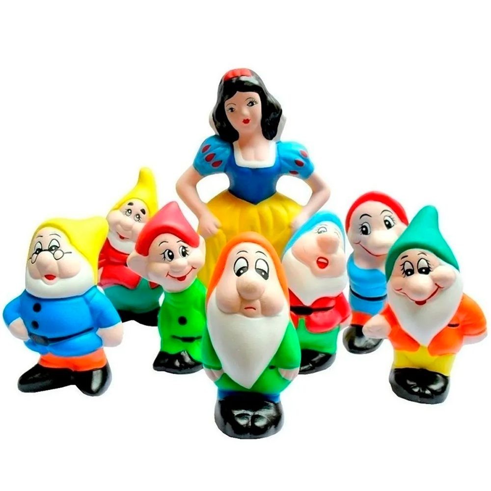 Kit Branca de Neve e os 7 Anões em Cerâmica Decorativa Grande - Casa e Jardim