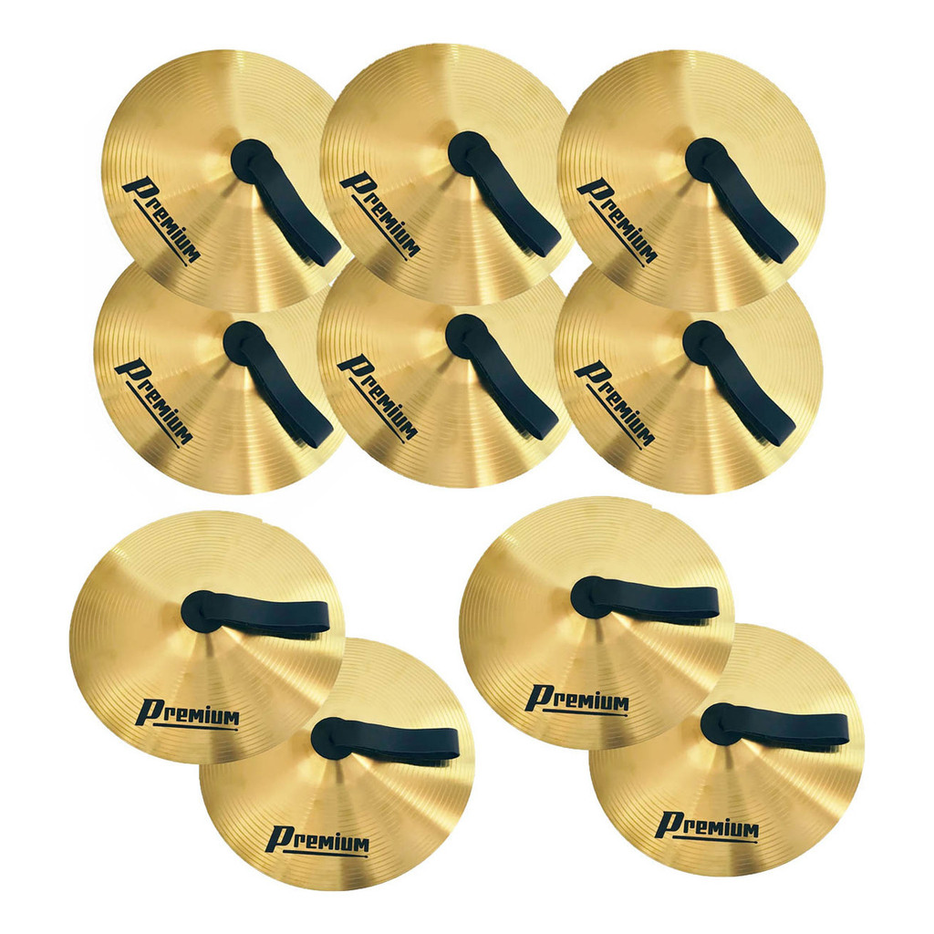 Kit 5 Pratos Par Fanfarra Marching Band Alloy 14 + Correia