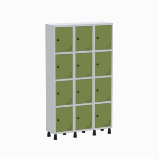 Armário Locker Guarda Volume Aço Light 12 Portas 103,5x179,5cm Cinza/Verde em Oferta na Shopee