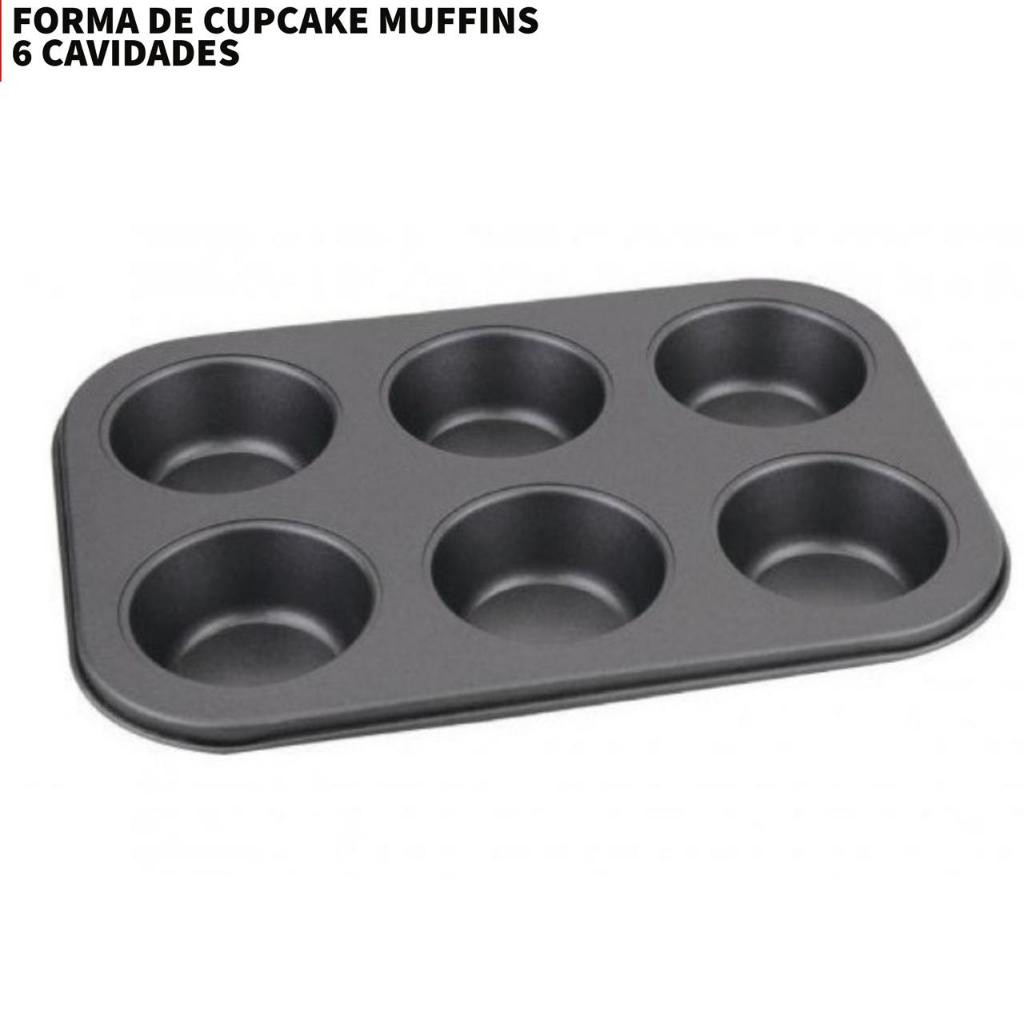 Forma Cupcake  Antiaderente Teflon Pão de Queijo Empadas Muffins Assadeira 6 Cavidades MP