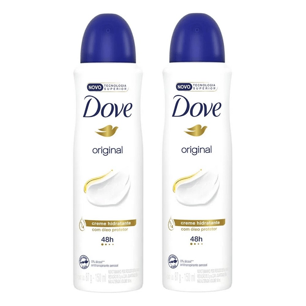 Kit 2 Unidades Desodorante Aerossol Dove Original Tradicional 150ml em Oferta na Shopee