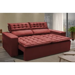 Sofá Retrátil e Reclinável Cama inBox Slim 1,50m Tecido Suede Velusoft Vermelho