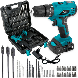 Furadeira Parafusadeira Impacto Sem Fio De 10mm Philco Ppf120mf 12v + Acessórios 110v/220v em Oferta na Shopee
