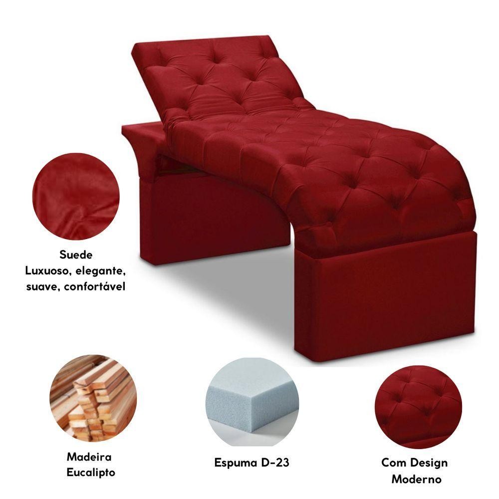 Detalhes do Maca Estofada Estética Cílios Regulável Spa Suede Ana vermelho