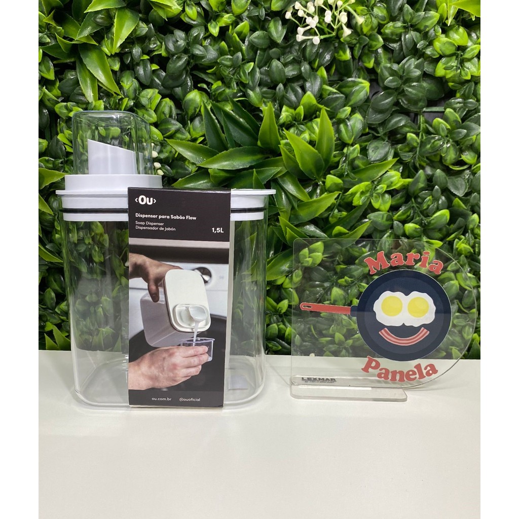 Dispenser Tampa Dosadora Flow para Líquidos/Sabão 1,5L Porta Sabão Pó Amaciante Lavanderia DFW100BCF