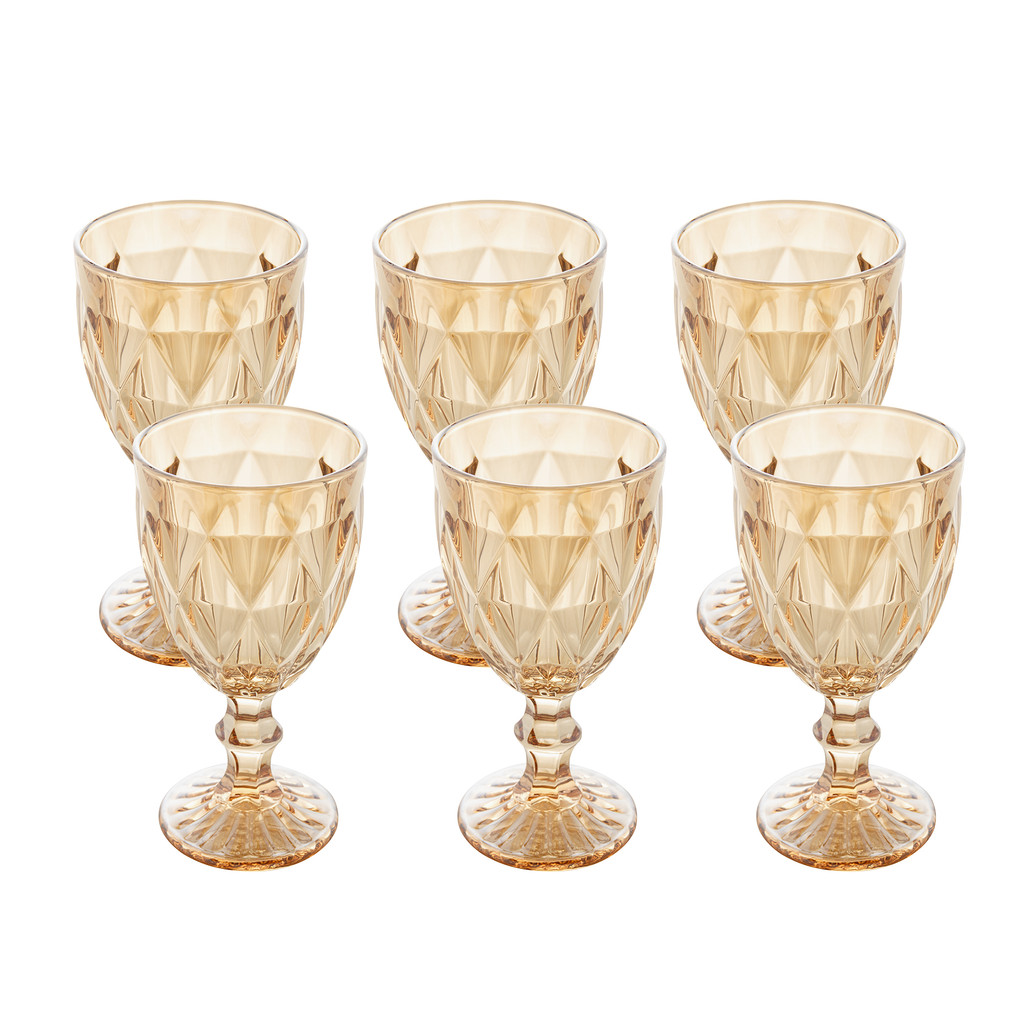 Conjunto de 6 Taças de Água Lyor Diamond de Vidro Âmbar Metalizado - 325ml em Oferta na Shopee