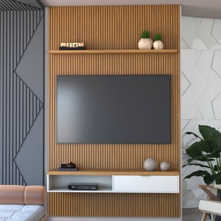 Painel para TV Até 60 Polegadas Apolo Ripado 1 Porta 140 Cm Nature/Off White - Panorama Móveis em Oferta na Shopee