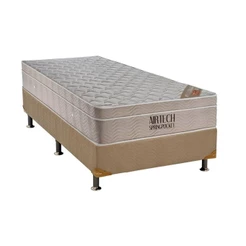 Conjunto Box Solteiro: Colchão Molas Ortobom SuperPocket Fort Airtech Spring + Base CRC Suede Clean(88x188)