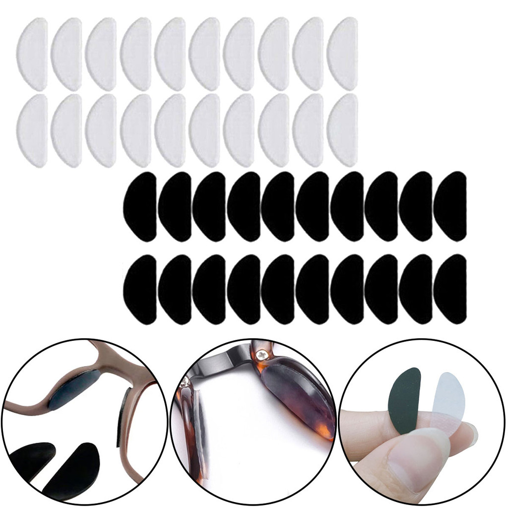 10 Pares De Almofadas De Nariz De Óculos Transparentes/Pretas , Almofada Adesiva De Silicone Macio , Câmara De Ar Antiderrapantes Para em Oferta na Shopee