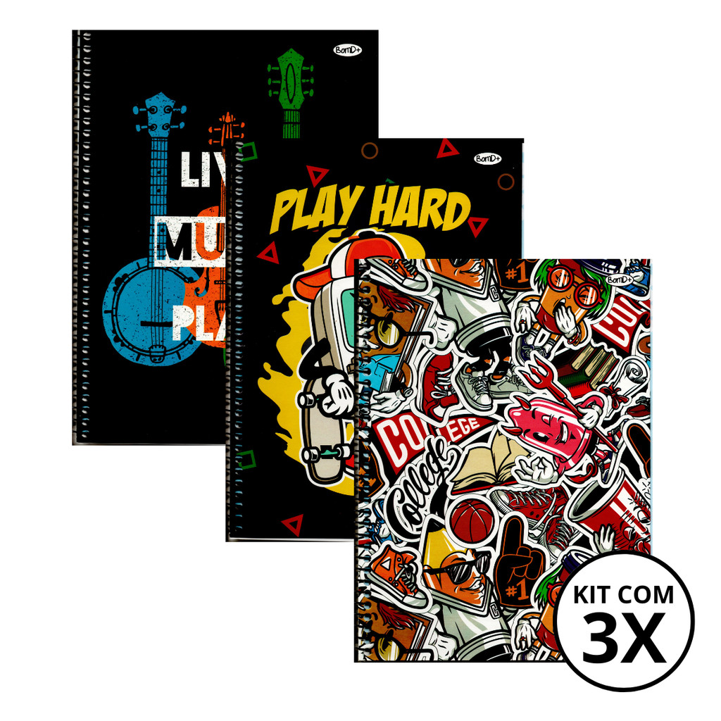 Kit Com 03 Cadernos 10 Matérias Masculino - SÃO DOMINGOS