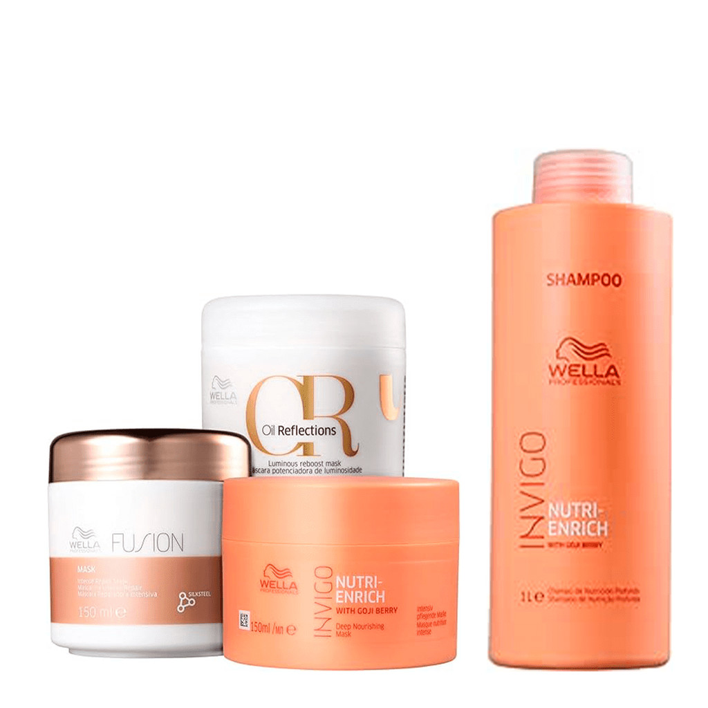 Kit Cronograma Capilar 150ml + Shampoo Nutri Enrich 1L - Wella em Oferta na Shopee