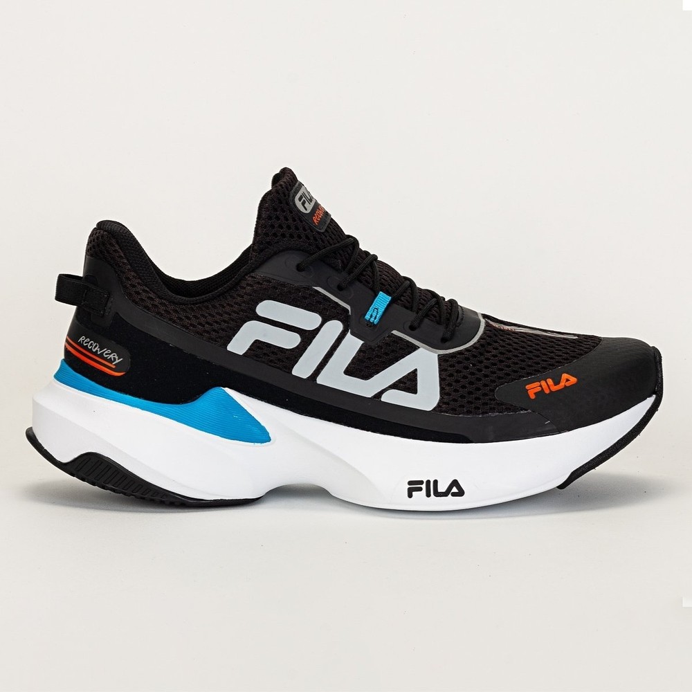 Tênis Fila Recovery Masculino Caminhada Preto e Azul em Oferta na Shopee