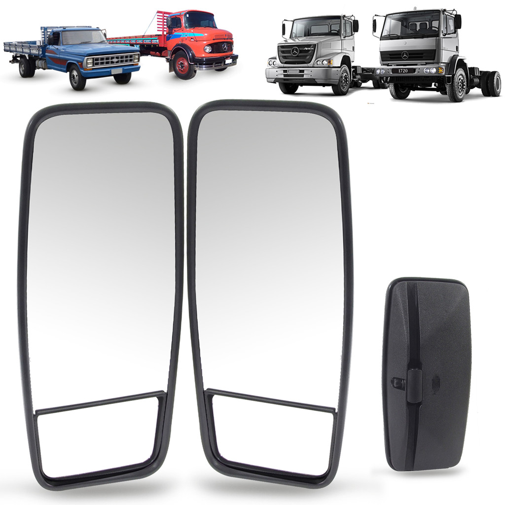 Par de Espelho Retrovisor Externo Universal Grande Bi-partido Caminhão Ônibus Volkswagen Ford Mercedes Tamanho 37x20