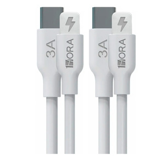 KIT 2X Cabo iPhone 1Hora, Usb C/Lightning 3A, 1 Metro Branco em Oferta na Shopee