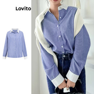 Lovito Blusa Colorblock Listrada Elegante para Mulheres L106AD514 em Oferta na Shopee