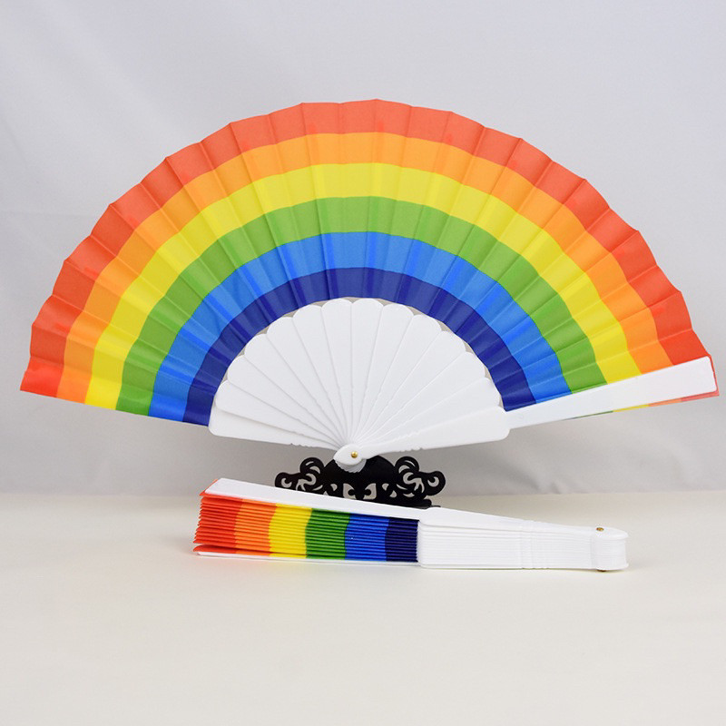 Leque Colorido Arco-íris Para Festa Dança Carnaval Decoração Bonito（pequeno）（Leque--001）