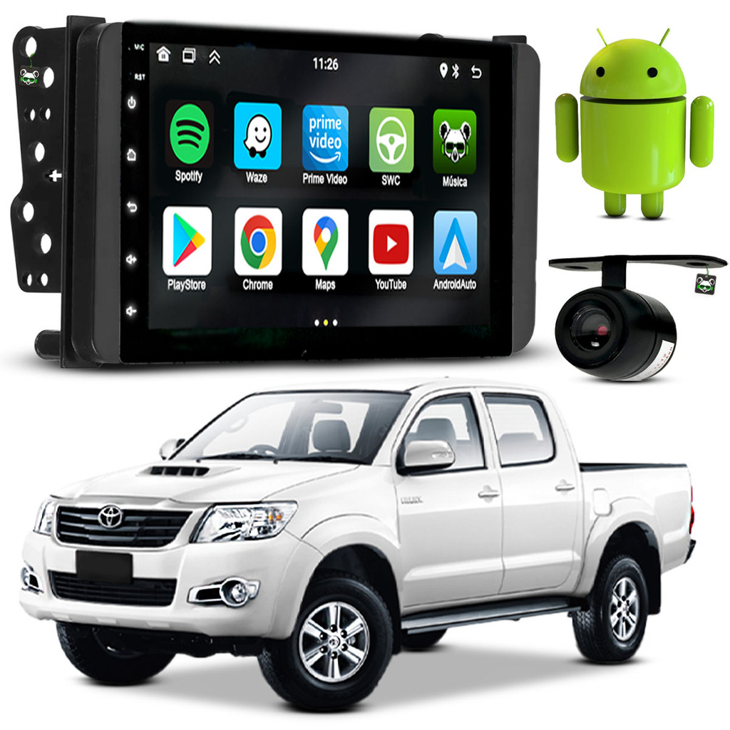 Kit Central Multimidia Android 7 Pol Hillux 2005 2006 2007 2008 2009 2010 2011 em Oferta na Shopee