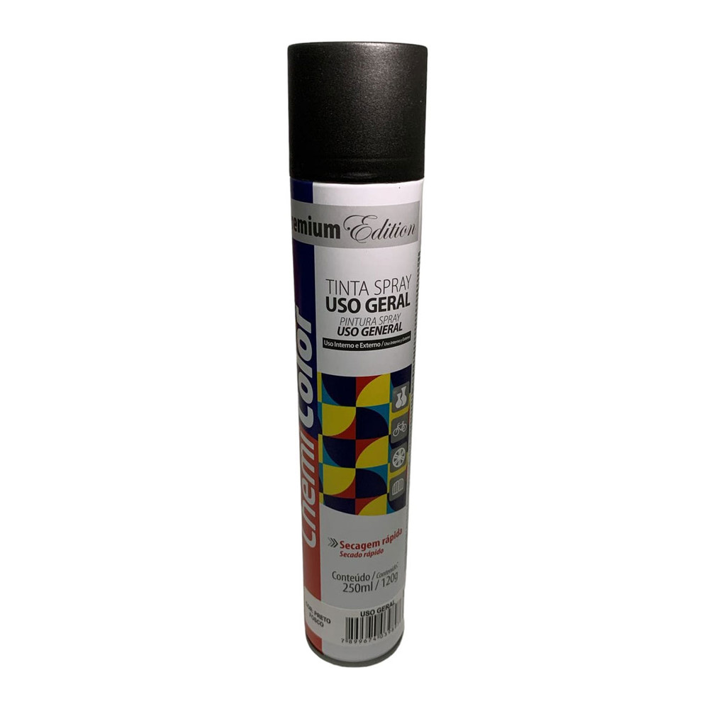 Tinta Spray Preto Fosco Chemicolor 250ml TecBril