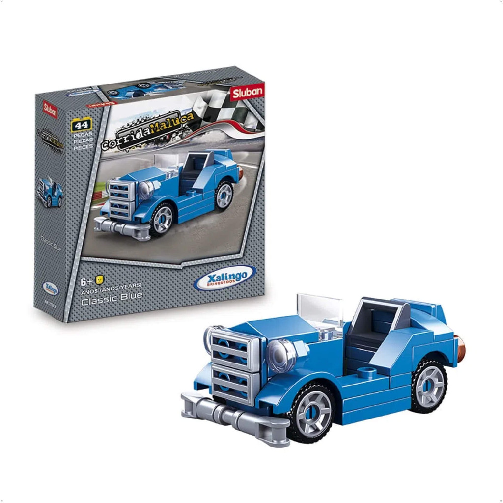 Blocos de Encaixar Corrida Maluca Classic Blue 44 Peças Xalingo - 2731.0