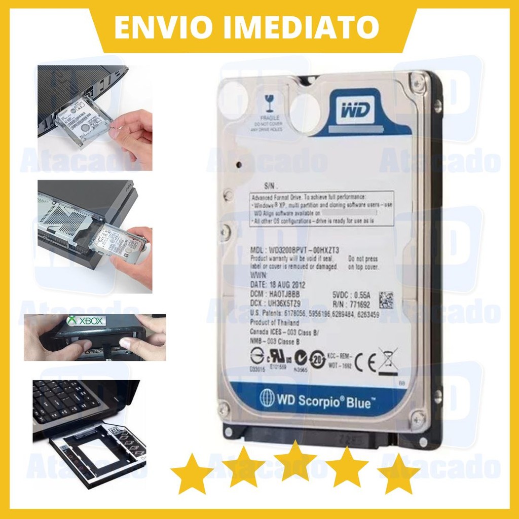 HD 160GB a 500GB Interno SATA 3 de Xbox/Playstation/Notebook - Slim 2.5'' Disco Rígido em Oferta na Shopee