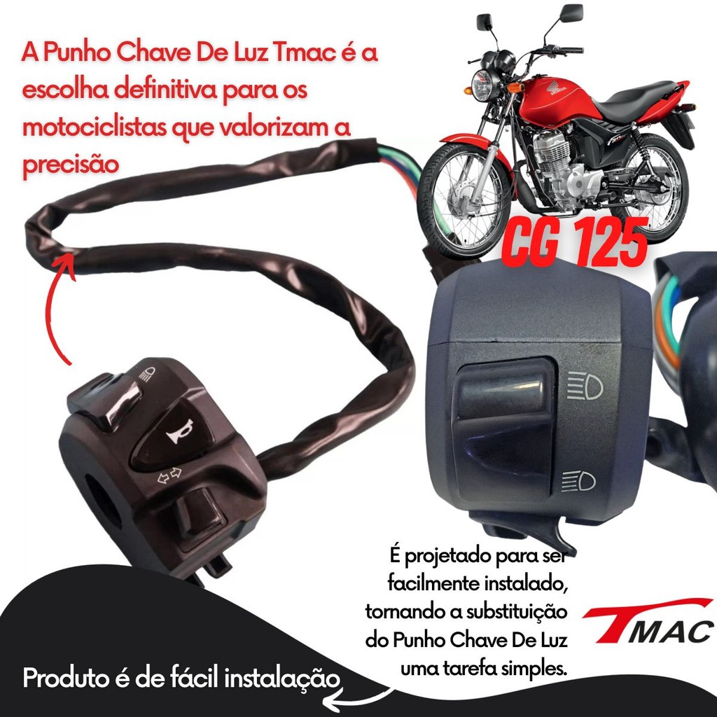 Punho Chave De Luz Seta Cg 125 Fan Ks Cargo 2014 2015 Pisca — imagem 2 de 2