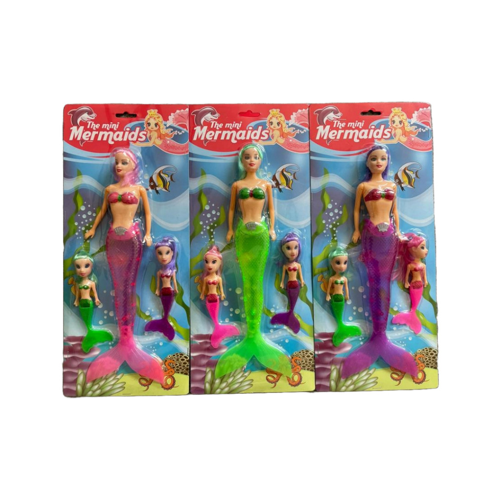 Boneca de sereia + 2 sereia pequena Com Luz brinquedo infantil