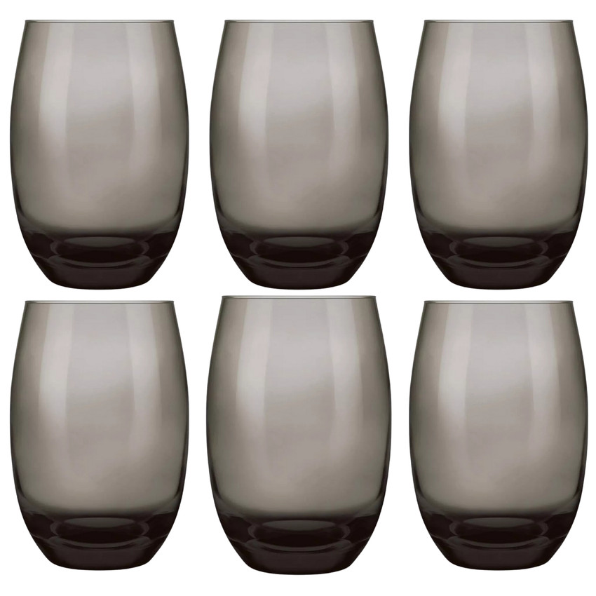 Jogo Copos Vidro Suco Agua Aruba 465Ml Nadir Cinza 6 uni