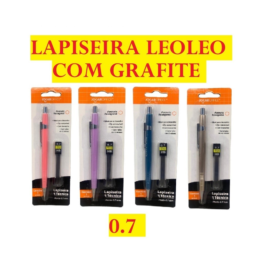 Lapiseira 15Cm  Leo Leo 0.7 Com Tubo Contendo 12 Grafites Para Escrita  Prático E Fácil Escolar Lápis universal