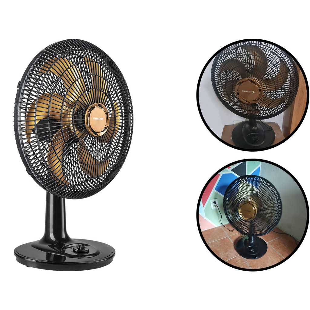 Ventilador De Mesa Turbo 40cm Chão Parede Três Velocidades 6 Pás Preto E Bronze  Ventimais em Oferta na Shopee