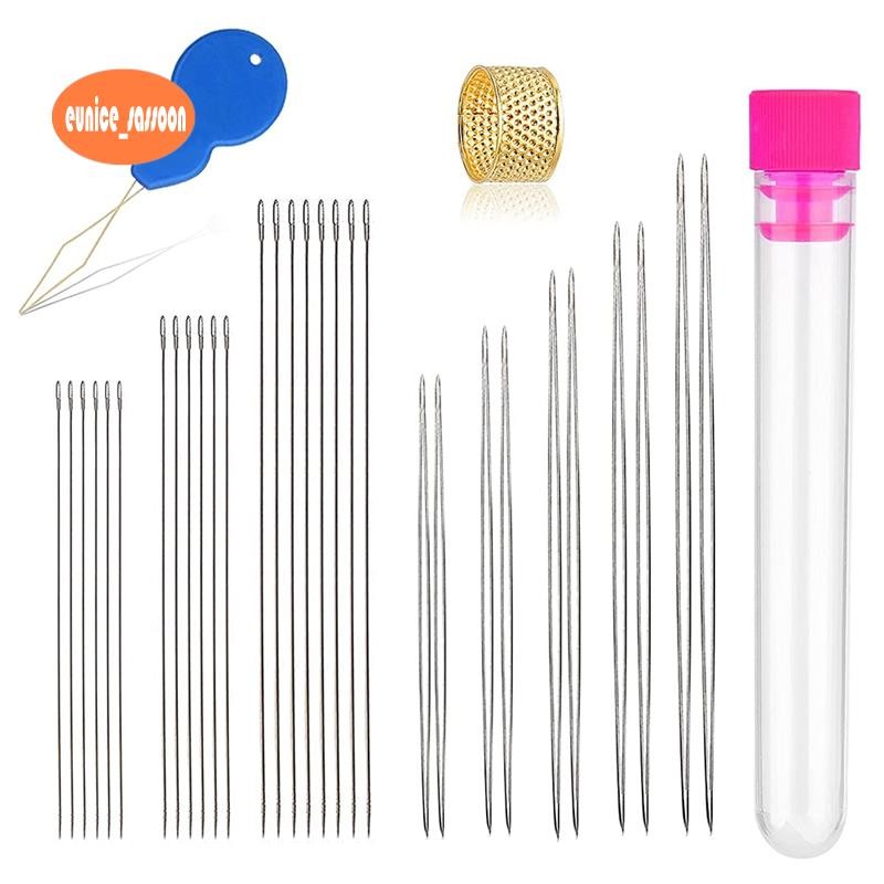 Conjunto De Agulhas Para Miçangas , 30 Peças , 5 Tamanhos , 10 Grandes E 20 Longas Retas Com Garrafa Fácil Rosqueamento em Oferta na Shopee